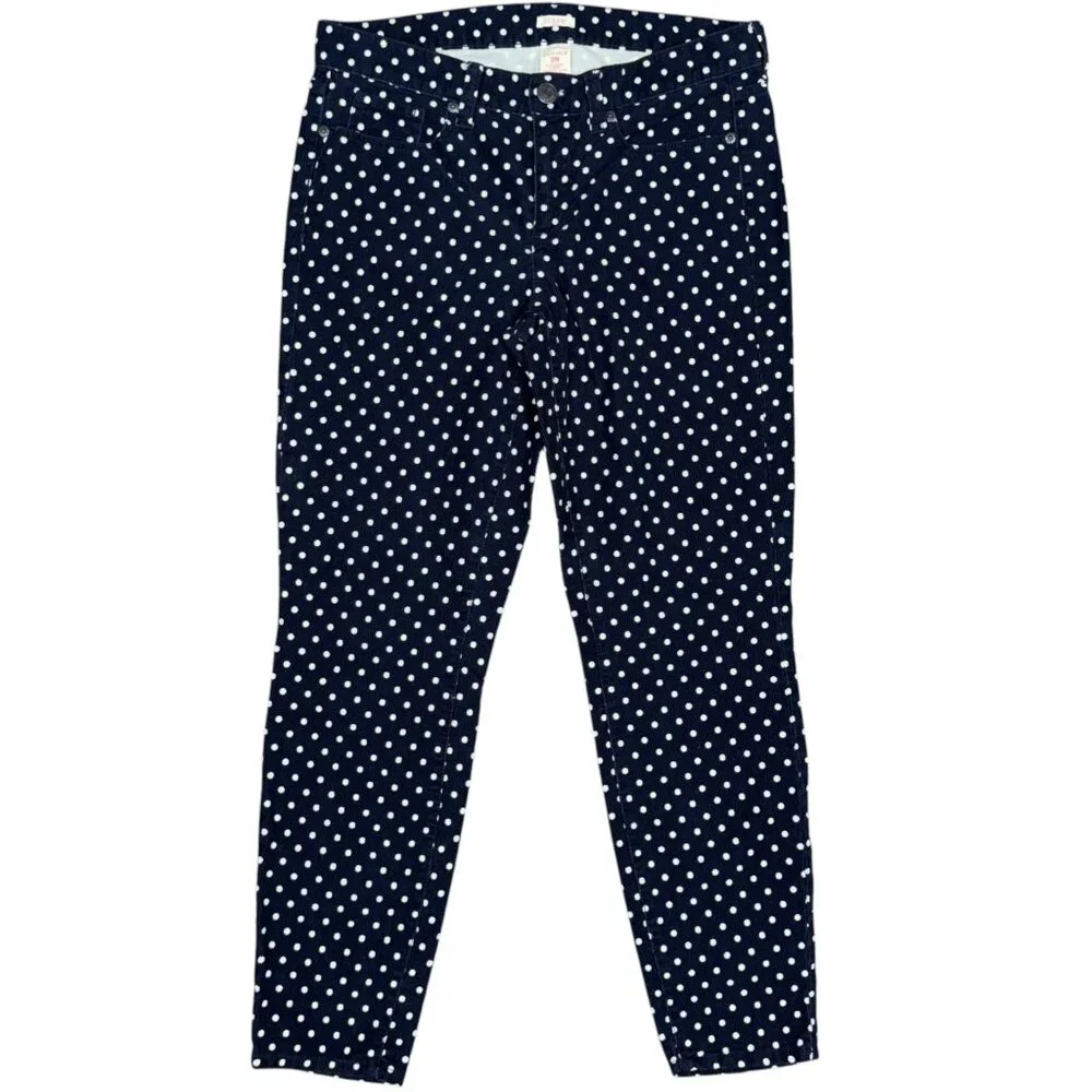 EUC Women's J.‎ CREW Corduroy Toothpick Pants Navy Polka Dot | Size 29